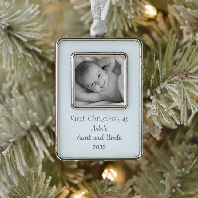 1st Christmas Aunt Uncle from Nephew Name Photo Ornament (Tree)