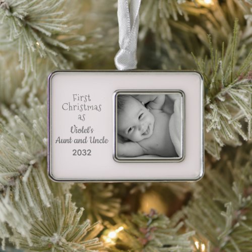 1st Christmas Aunt Uncle from Niece Name Photo Christmas Ornament