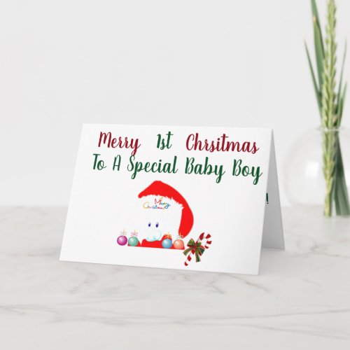 1st CHRISTMAS BABY BOY Holiday Card