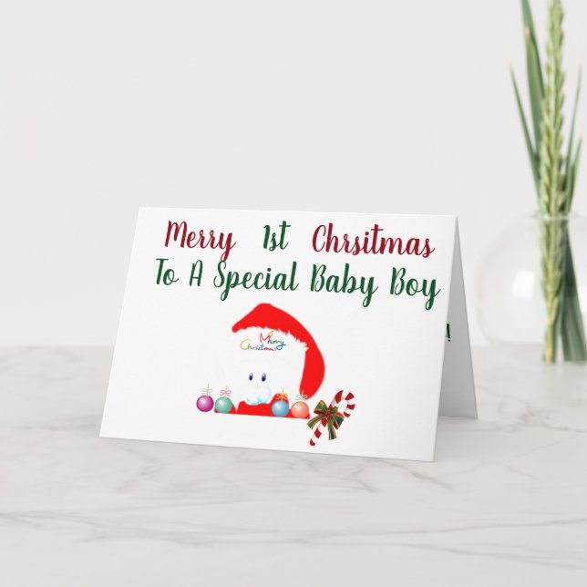 ***1st CHRISTMAS **BABY BOY*** Holiday Card (Front)