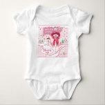 1st Christmas, Baby Girl. Cute Snowbie Baby Bodysuit<br><div class="desc">From the picture book 'The Snowbies' to be published in 2019, by Carol M. Kearns comes this wonderful little baby girl bodysuit. This bodysuit is special because it is the baby's very first Christmas. In soft shades of pink and green with touches of red, the adorable illustration on the front...</div>