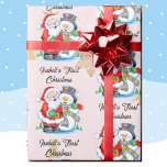 1st Christmas Baby Girl's Name Santa Claus Wrapping Paper<br><div class="desc">Baby's Personalize Name 1st Christmas Santa Claus Wrapping Paper</div>