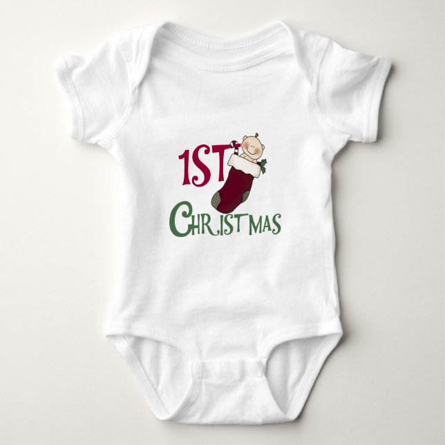 1st Christmas-Baby in Stocking Baby Bodysuit (Front)