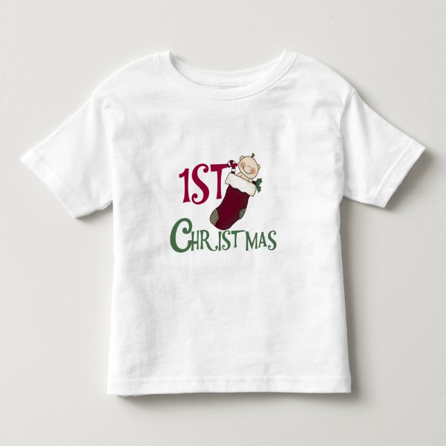 1st Christmas-Baby in Stocking Toddler T-shirt (Front)