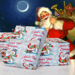 1st Christmas Baby's Personalize Name Santa Claus Wrapping Paper<br><div class="desc">Baby's Personalize Name 1st Christmas Santa Claus Wrapping Paper</div>