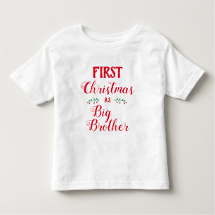 1st Christmas big brother family matching red text Toddler T-shirt