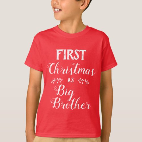 1st Christmas big brother family matching white T_Shirt