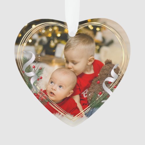 1st Christmas Big Brother Love Gold Frame Photo  Ornament