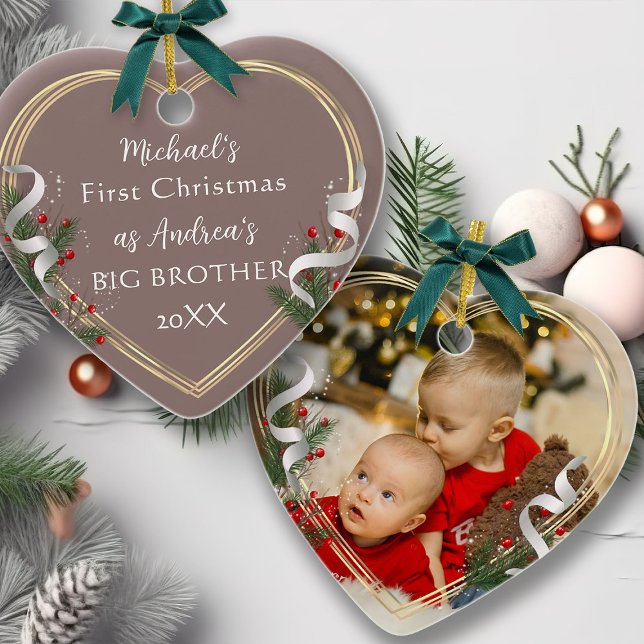 1st Christmas Big Brother Love Gold Frame Photo  Ornament (Creator Uploaded)