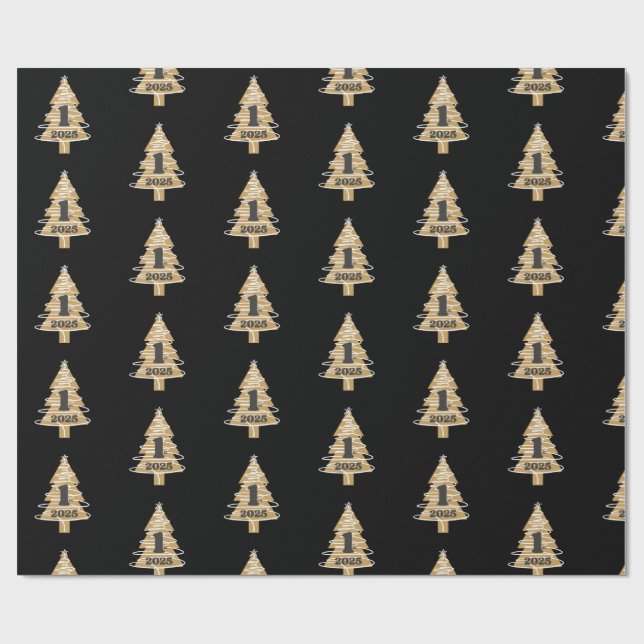 1st Christmas Black Wrapping Paper (Flat)