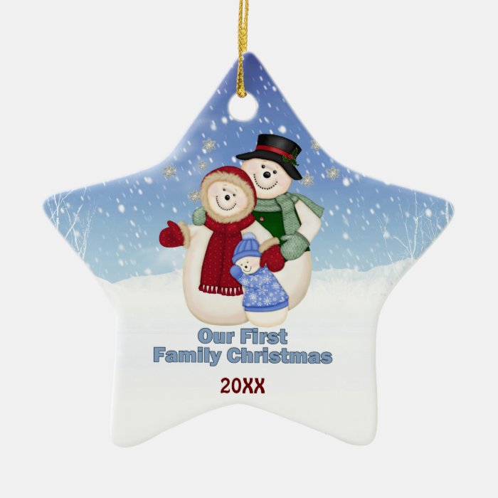 1st Christmas  Blue Frosty Snowman Family Christmas Ornament