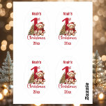 1st Christmas Cute Teddy Bear Christmas Tree Oval Sticker<br><div class="desc">1st Christmas Oval Stickers for a baby boy with cute Christmas teddy bear with Santa hat,  Christmas tree and big red number one. Easily personalize the text. - Kate Eden Art</div>