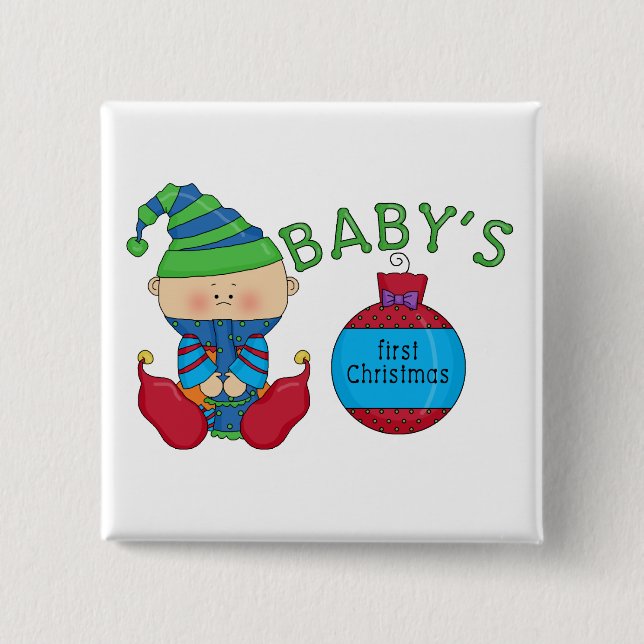 1st Christmas Elf Tshirts and Gifts Button (Front)
