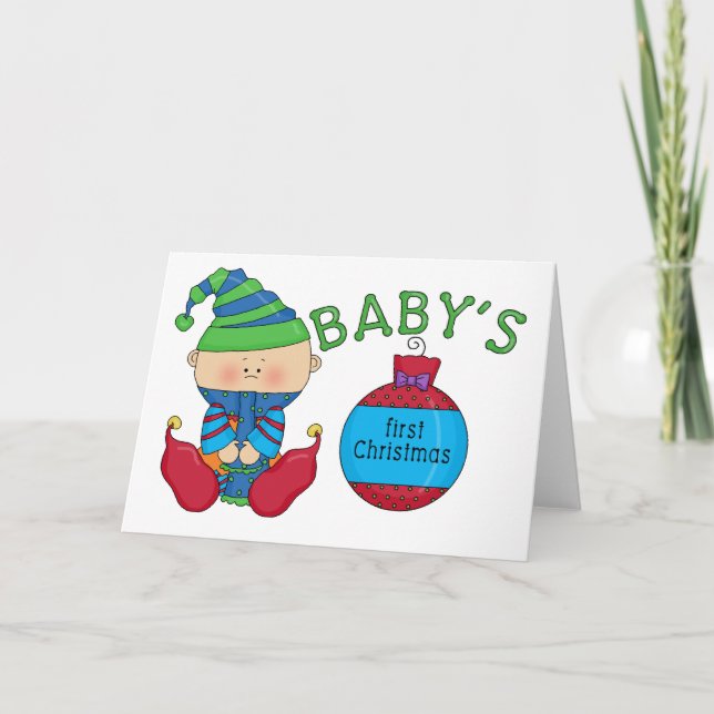 1st Christmas Elf Tshirts and Gifts Holiday Card (Front)