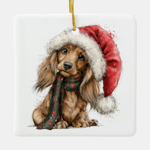 1st Christmas Furever Home, Dachshund, Black Text Ceramic Ornament