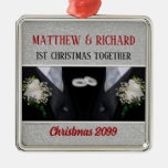 1st Christmas Gay Marriage Tuxedos Metal Ornament