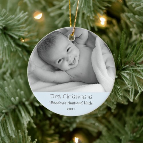 1st Christmas Gift New Aunt and Uncle from Nephew Ceramic Ornament