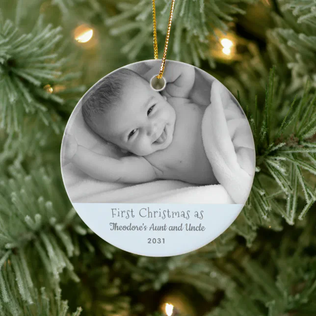 1st Christmas Gift New Aunt and Uncle from Nephew Ceramic Ornament | Zazzle