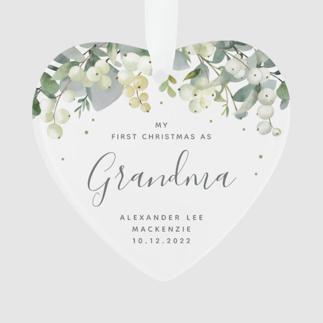 1st Christmas Grandparent/Any Relative Photo Heart Ornament (Front)