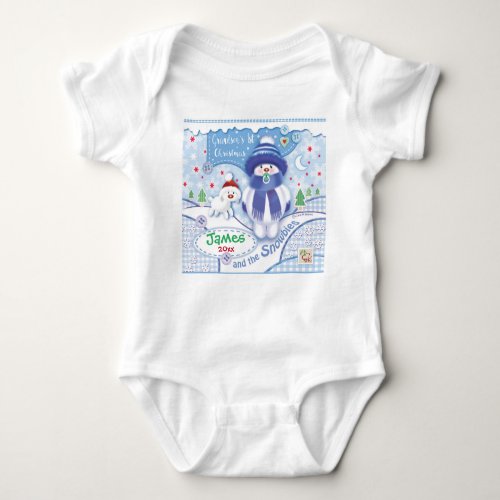 1st Christmas Grandson Cute Snowbie Baby Bodysuit