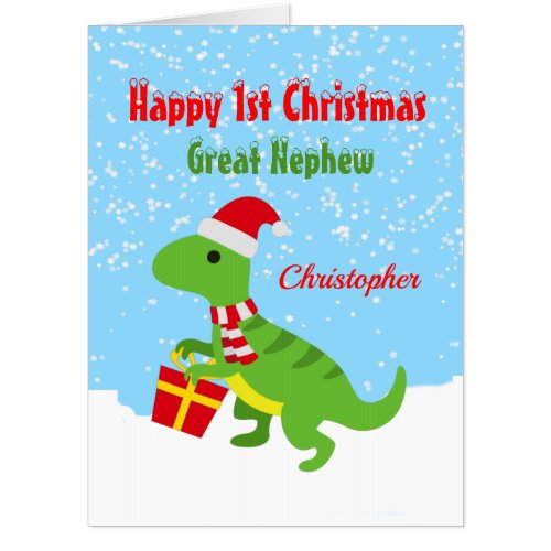 1st Christmas Great Nephew Dinosaur T Rex Large Card
