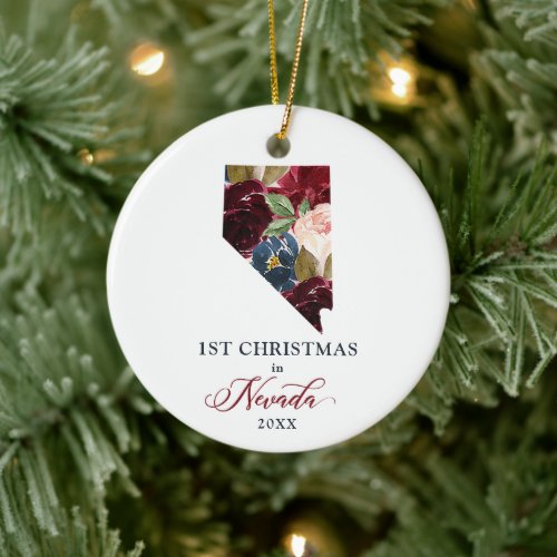 1st Christmas In Nevada Personalized New Home Ceramic Ornament