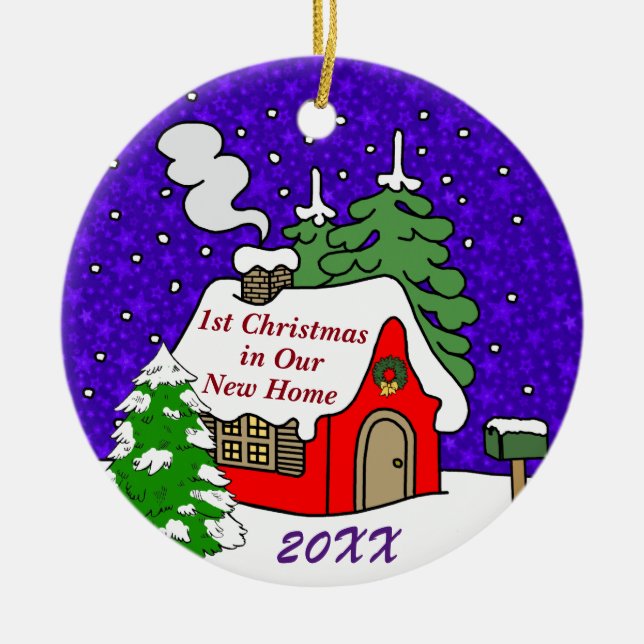 1st Christmas in New Home Ceramic Ornament (Front)