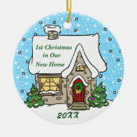 1st Christmas in New Home Ceramic Ornament