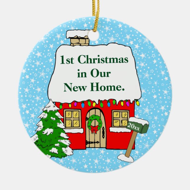 1st Christmas in New Home Ceramic Ornament (Front)