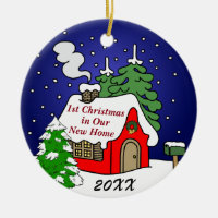 1st Christmas in New Home Ceramic Ornament