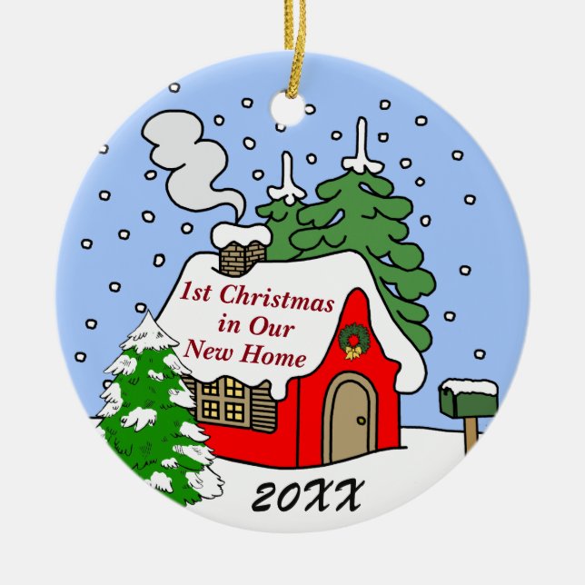 1st Christmas in New Home Ceramic Ornament (Front)