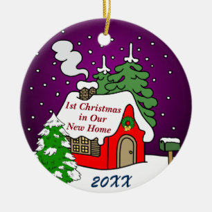 1st Christmas in New Home Ceramic Ornament