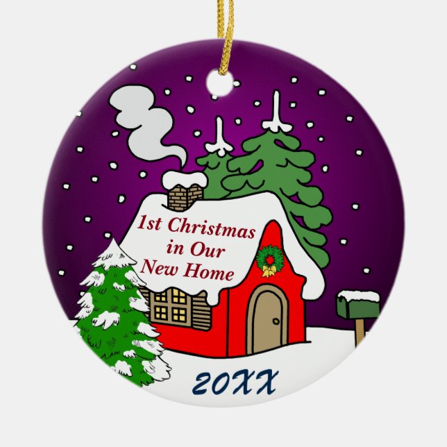 1st Christmas in New Home Ceramic Ornament (Front)