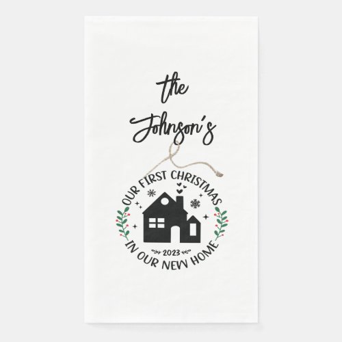 1st Christmas In New Home Personalized Christmas Paper Guest Towels
