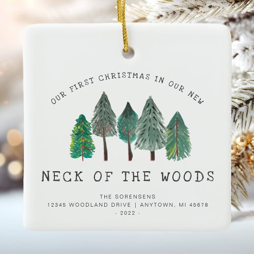 1st Christmas in New Neck of the Woods Rustic Ceramic Ornament