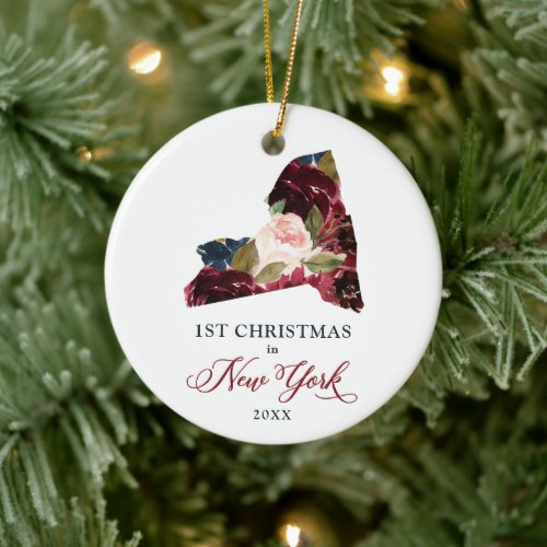 1st Christmas In New York Personalized NYC State Ceramic Ornament
