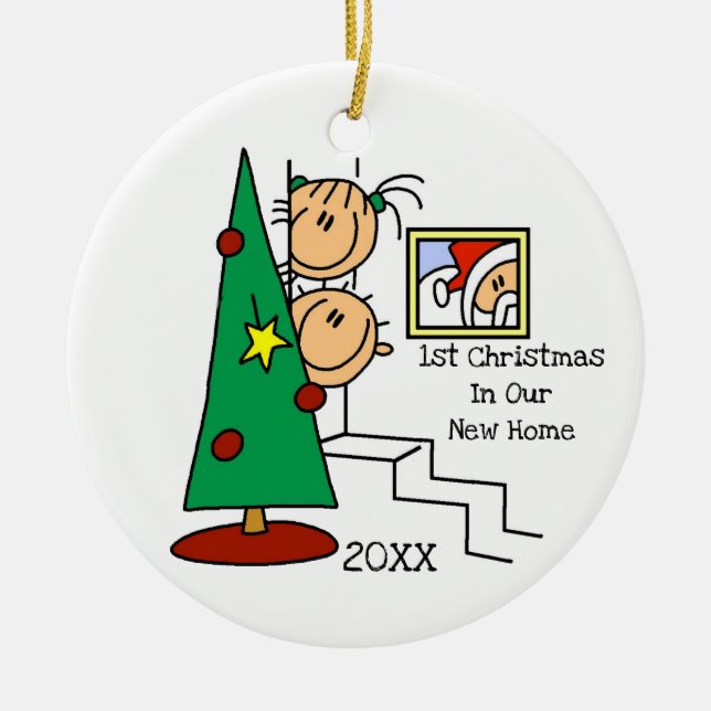 1st Christmas in our New Home Personalized Ornamen Ceramic Ornament (Front)