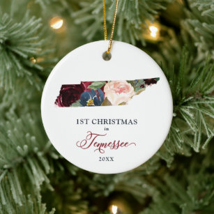 1st Christmas In Tennessee Personalized New Home Ceramic Ornament