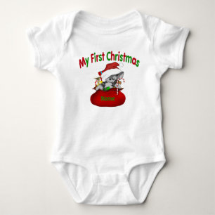 1st Christmas Kitty Personalized Baby Bodysuit