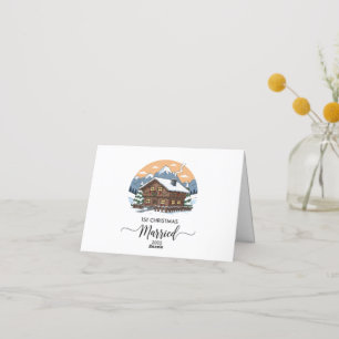 1st Christmas Married 2025 Rustic Cabin Ornament  Thank You Card