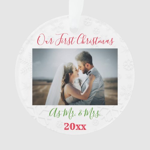 1st Christmas Married Couple Photo Ornament