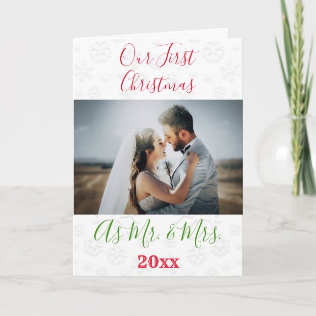 1st Christmas Married Mr and Mrs Photo Holiday Card (Front)