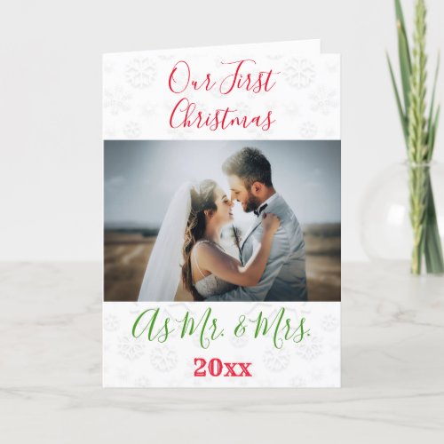1st Christmas Married Mr and Mrs Photo Holiday Card