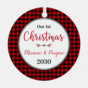 1st Christmas Meemaw Pawpaw Photo Metal Ornament