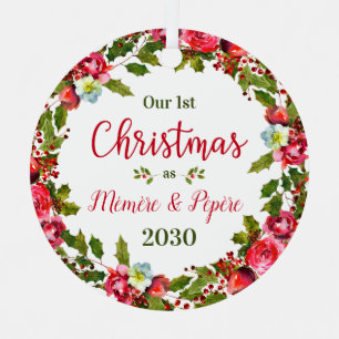 1st Christmas Mémère Pépère Photo Metal Ornament