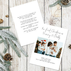 1st Christmas Mommy Daddy 2 Photos Birth Announce Holiday Card