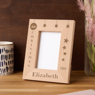 1st Christmas name stars year Engraved Frames