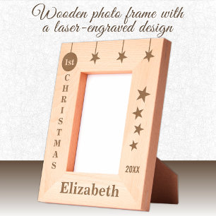 1st Christmas name stars year Engraved Frames