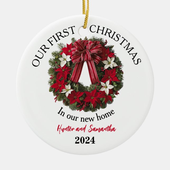 1st Christmas New Home Personalized Ornament (Front)