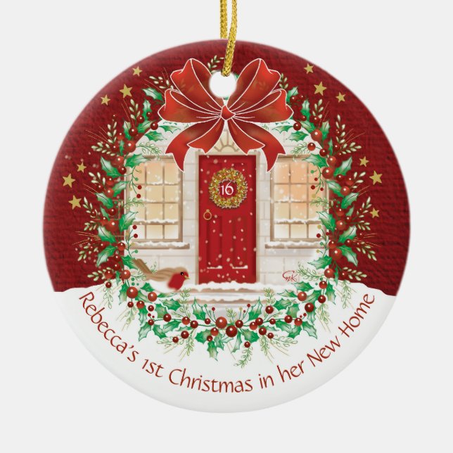 1st Christmas, New Home, Single person, Ceramic Ornament (Front)